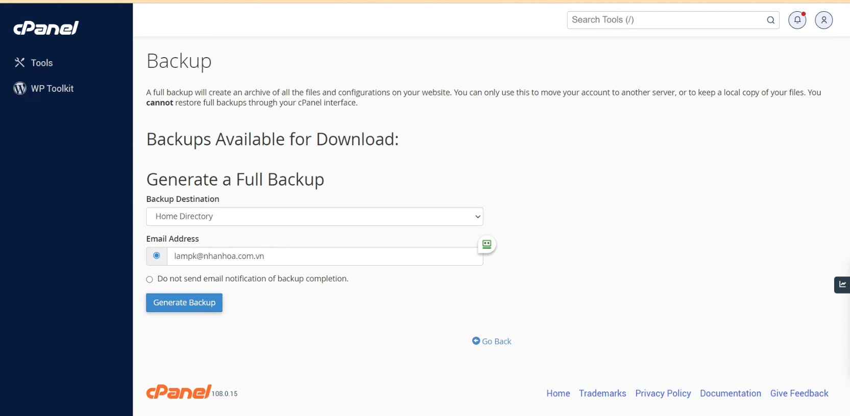 [cPanel] Hướng dẫn backup và restore website thủ công - Nhan Hoa ...