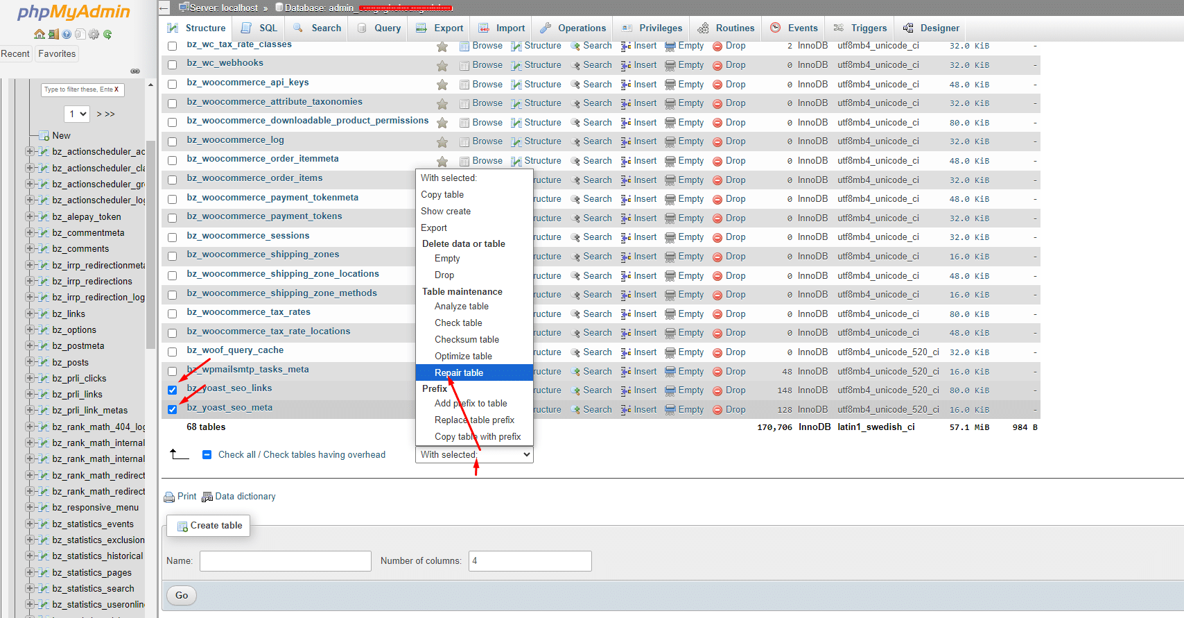 Hướng dẫn repair table database MySQL khi bị crash